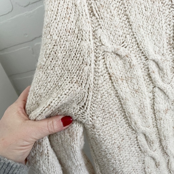 L.L. Bean Women's Hooded Cable Knit Cardigan - Beige - Picture 8 of 15